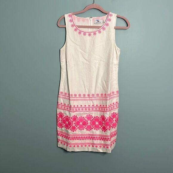 Vineyard Vines Hot Pink Embroidered Shift Dress - Picture 1 of 7
